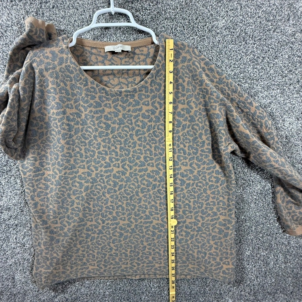 Ann Taylor LOFT Womens XXL Leopard Animal Print Tan Gray Knit Pullover Sweater - Picture 6 of 9